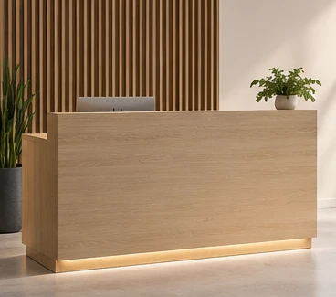 Recepción de madera vista frontal
